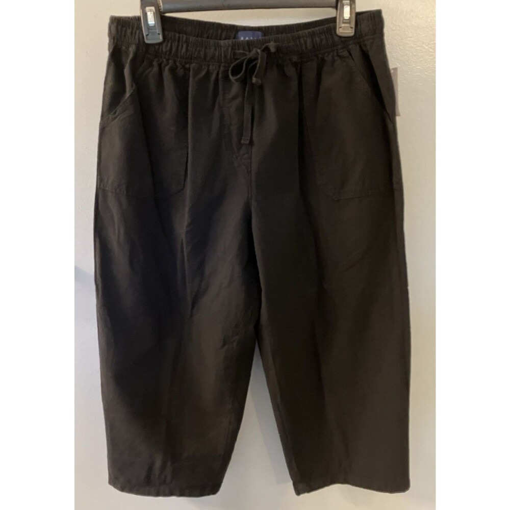 NWT Basic Editions Women's Capri Pants Size Medium Black Pull on